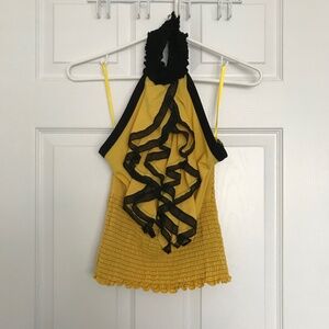 Y2K SEDUCTIONS Halter Neck Frill Ruffle Top S Sleeveless Open Back